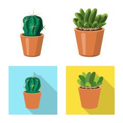Vector design of cactus and pot symbol. Collection of cactus and cacti stock vector illustration.