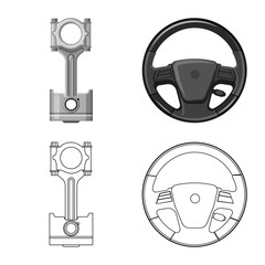 Vector illustration of auto and part icon. Set of auto and car stock symbol for web.