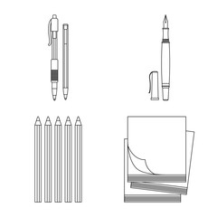 Vector illustration of office and supply icon. Collection of office and school stock symbol for web.