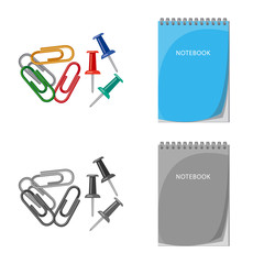 Vector design of office and supply sign. Set of office and school vector icon for stock.