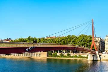 Palace of Justice Footbridge over the Saone river in Lyon, France