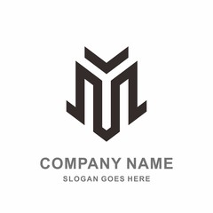 Monogram Letter M Geometric Square Architecture Interior Construction Business Company Stock Vector Logo Design Template