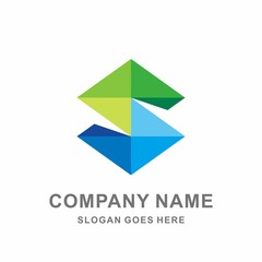 Monogram Letter S Geometric Infinity Square Digital Technology Computer Business Company Stock Vector Logo Design Template