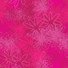 Abstract Pink Flowers-Monochromatic Flowers. Seamless repeat Pattern Background in Punchy Pink.