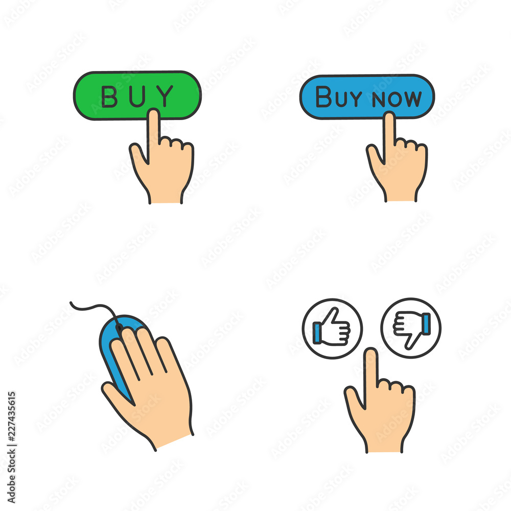 Poster app buttons color icons set