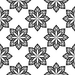 Black and white floral seamless pattern