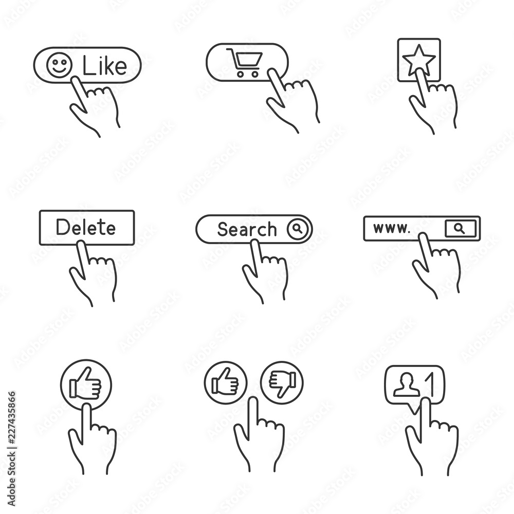 Poster App buttons linear icons set