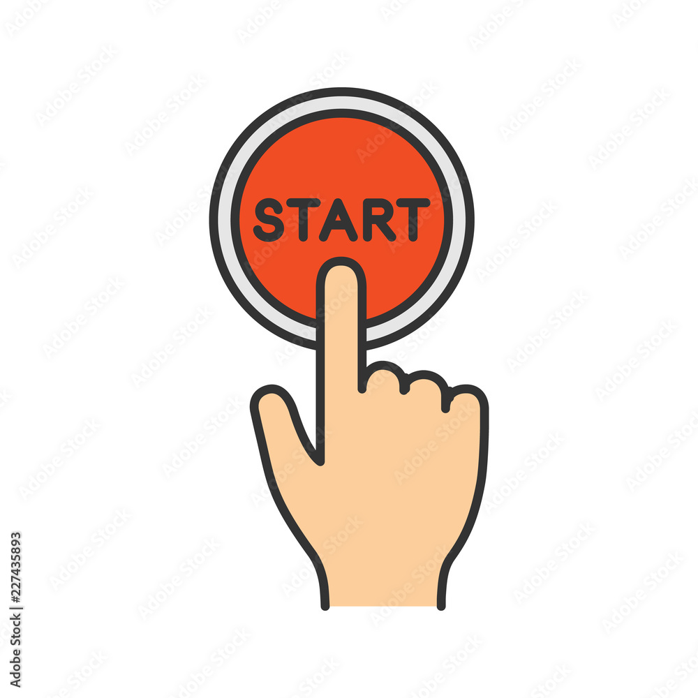 Poster start button click color icon