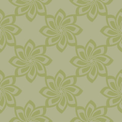 Olive green floral seamless pattern