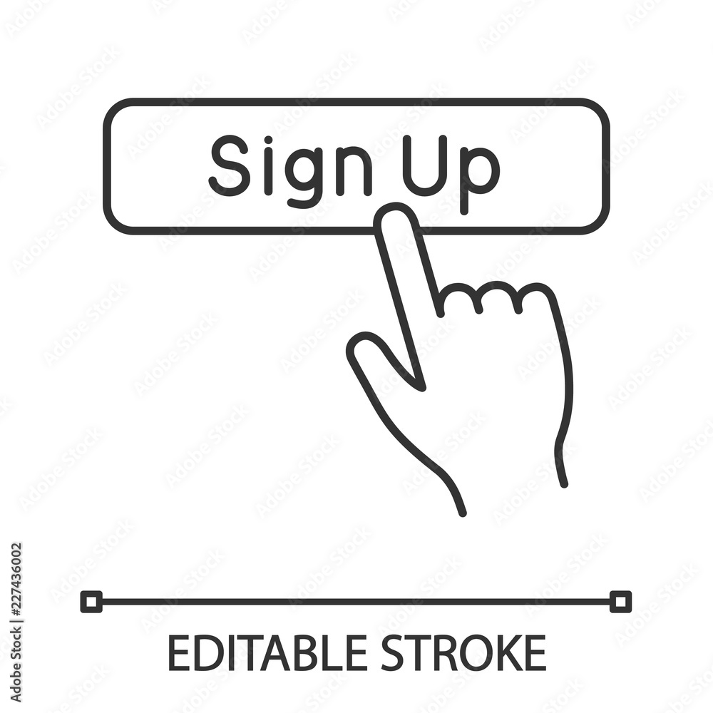 Poster sign up button click linear icon