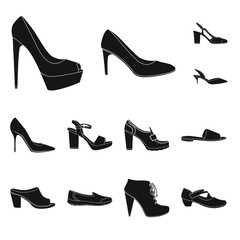 Vector design of footwear and woman symbol. Collection of footwear and foot vector icon for stock.