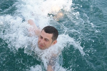 boy in swimming sea