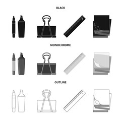 Vector design of office and supply logo. Collection of office and school stock symbol for web.