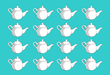 white teapot seamless pattern for background