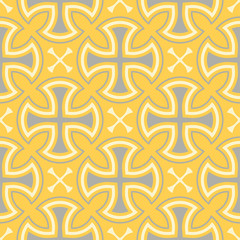 Geometric seamless pattern. Yellow gray and white colored background