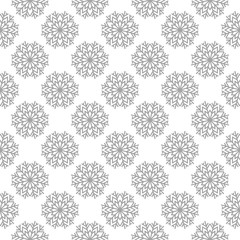 Snowflakes. Seamless pattern. White and gray winter ornament