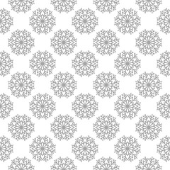 Snowflakes. Seamless pattern. White and gray winter ornament