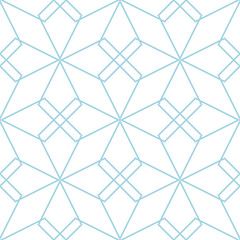 White and blue geometric ornament. Seamless pattern