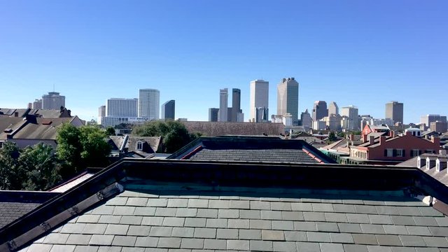 New Orleans cityscape panorama on a beautiful winter day from rooftop