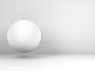 White flying sphere object 3 d render