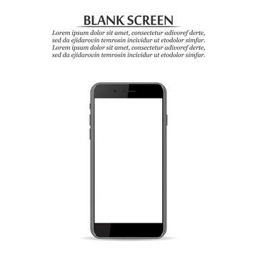 Blank screen. Black smartphone on a white background