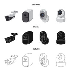 Vector illustration of cctv and camera sign. Set of cctv and system stock vector illustration.