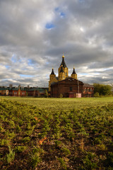 Fototapeta na wymiar Architecture of Nizhny Novgorod, Russia. Saint Alexander Nevsky cathedral. Popular landmark.