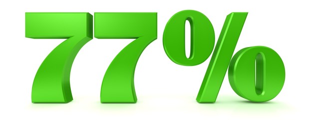 percent percentage sign price off sale 3d 77 % interest rate symbol icon finance discount price offer orange 3d rendering label