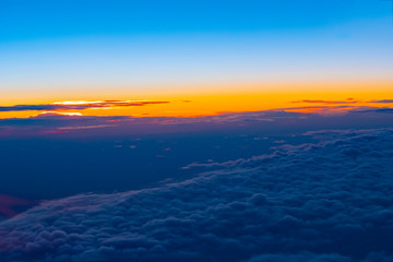 Fototapeta premium sunset top view clouds.