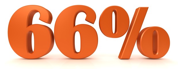percent percentage sign 66 % off interest rate symbol icon finance sale discount price offer orange 3d rendering label