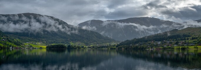 Fototapeta na wymiar Ulvik lake in norway europe part of the fjords