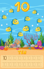 Ten fish underwater worksheet © GraphicsRF