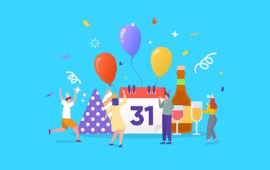 Obraz na płótnie Canvas People celebrating new year or happy birthday party vector concept illustration can use for, landing page, template, ui, web, mobile app, poster, banner, flyer