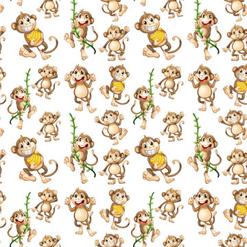 Happy monkey seamless pattern
