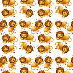 Lion sleeping seamless background