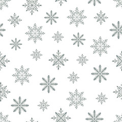 Seamless pattern with snowflakes. Watercolor hand drawn