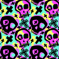 Skull funky boys and girls apparel modern print.