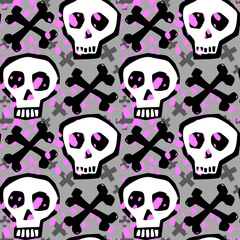 Skull funky seamless rough grunge pattern