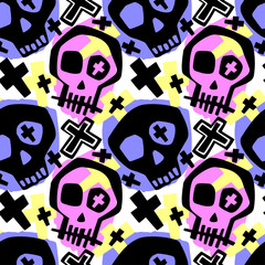 Skull funky boys and girls apparel modern print.