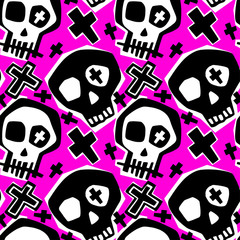 Skull funky boys and girls apparel modern print.