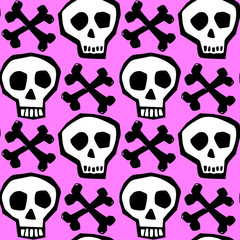 Skull funky seamless rough grunge pattern