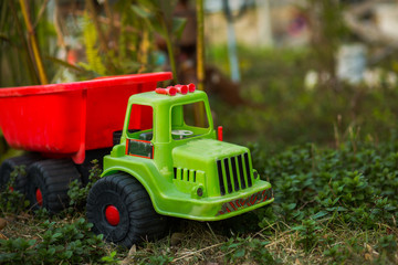 Small children toy truck background.