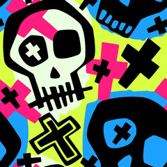 Skull funky boys and girls apparel modern print.