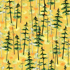 Seamless pattern with autumn forest