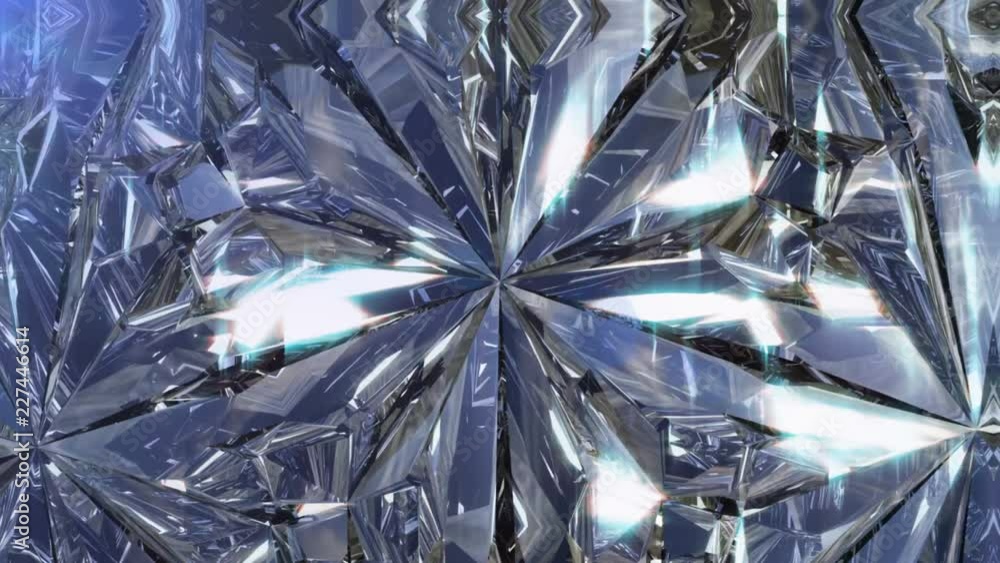 Poster 3d abstract animation of symmetrical kaleidoscopic pattern of fractured frosted glass