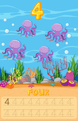 Four octopus underwater worksheet © GraphicsRF