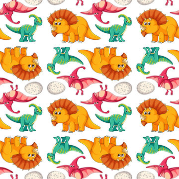Dinosaur on seamless pattern