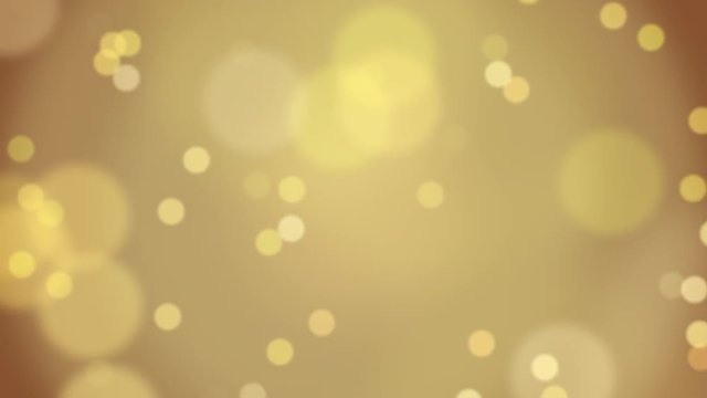 Abstract golden bokeh particles Christmas motion background. Christmas greeting card concept