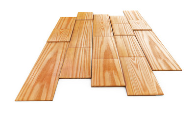 3d render of pine wood floor tiling assembly