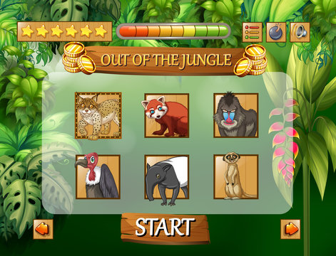 Wild animals jungle game template